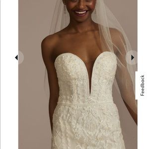 Oleg Cassini beaded scroll and lace mermaid wedding dress style# CWG878 size 4-6